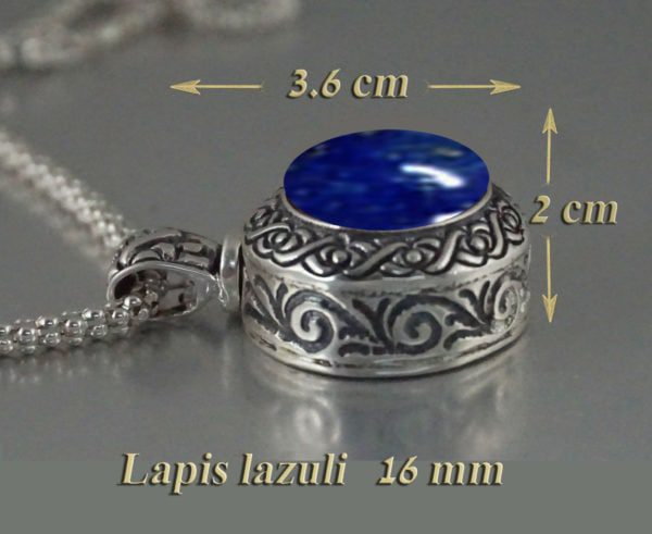 For perfume Snuff Pendant With a Spoon, Artistic Handmade Lapis Lazuli